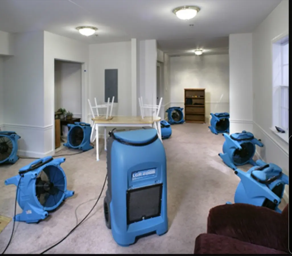 Air movers and dehumidifier setup for Water Extraction & Removal in Fredonia